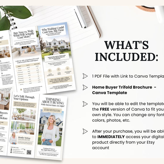 Home Buyer Brochure | Editable Canva Template | Real Estate Marketing | Double-Sided Tri-Fold Brochure | Buyer Guide | Open House Tri-Fold