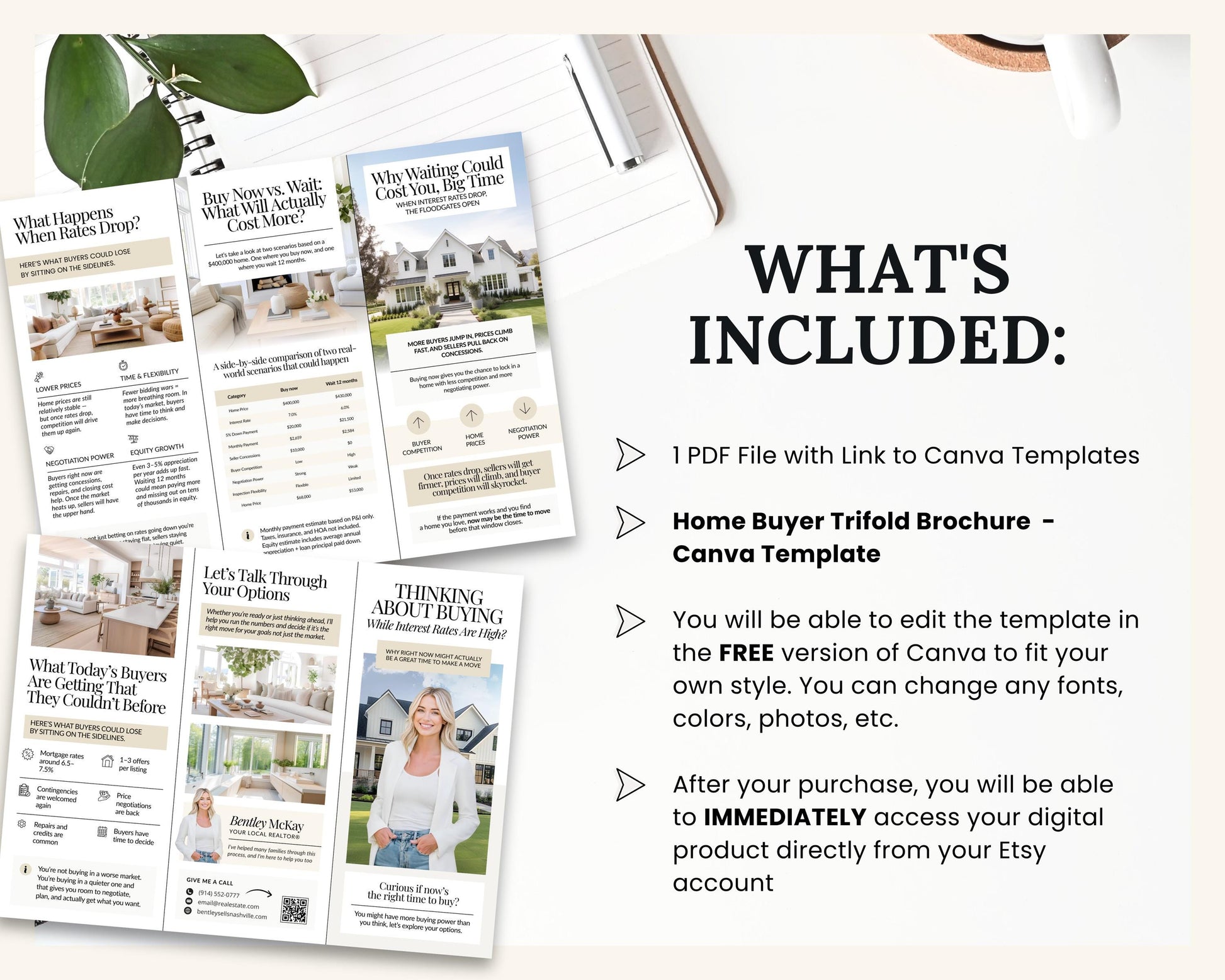 Home Buyer Brochure | Editable Canva Template | Real Estate Marketing | Double-Sided Tri-Fold Brochure | Buyer Guide | Open House Tri-Fold