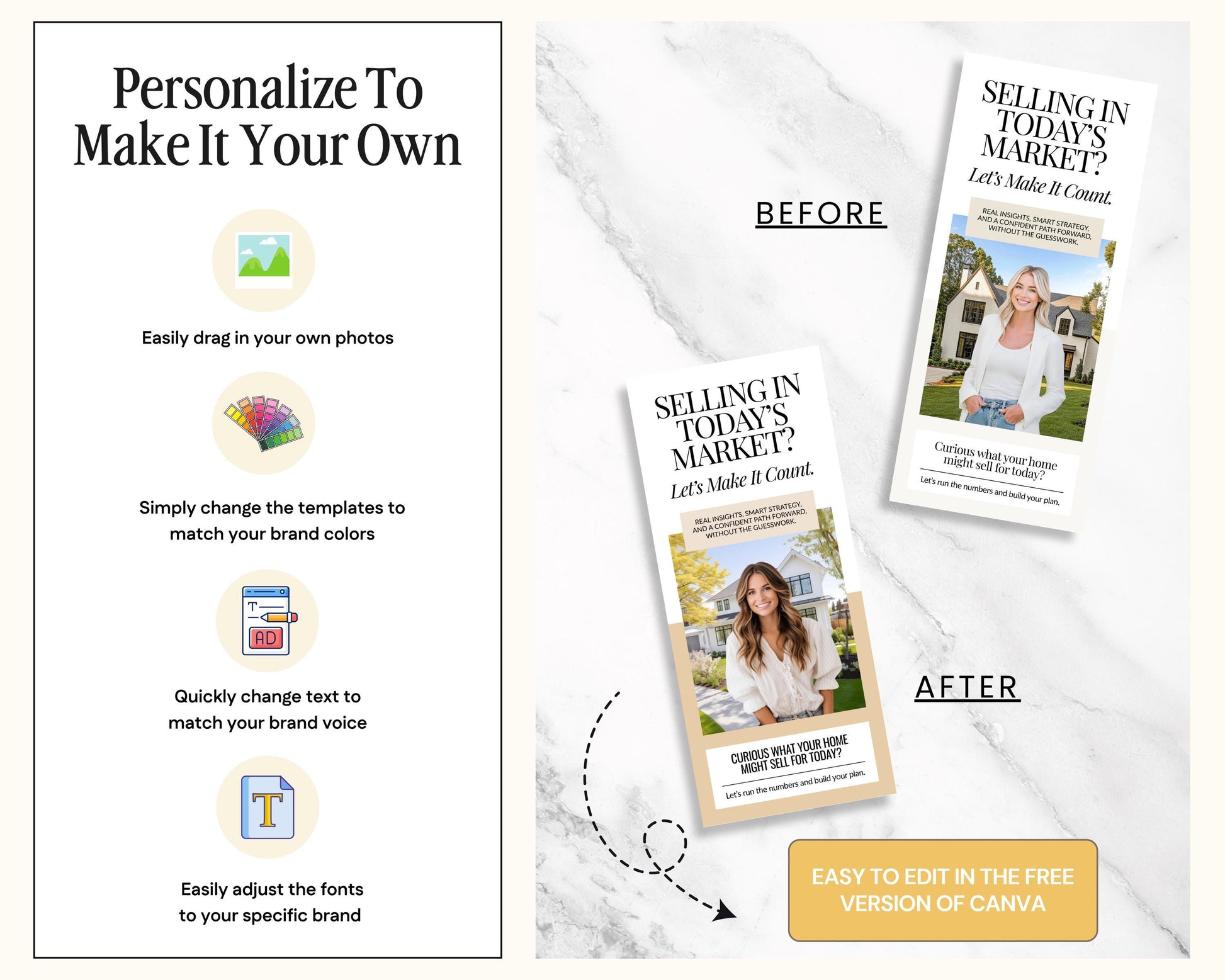 Home Seller Brochure | Editable Canva Template | Real Estate Marketing | Double-Sided Tri-Fold Brochure | Seller Guide | Open House Tri-Fold