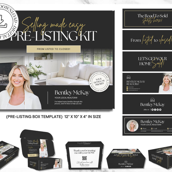 Pre-listing Kit for Real Estate Agent, Pre-listing Box Cover, Pre-listing Presentation, Questionnaire, Just Listed Flyer, Seller Commission