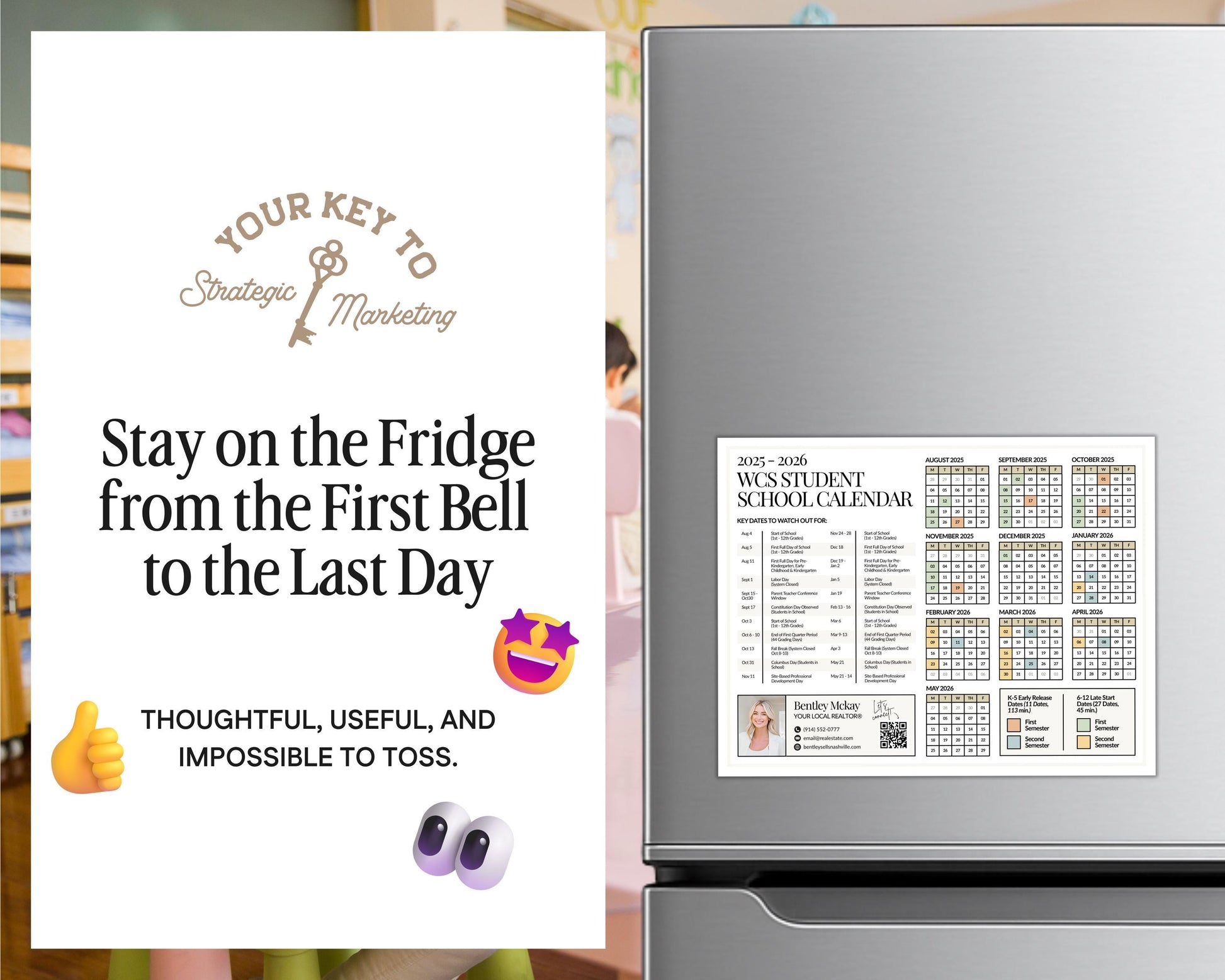 School Year Calendar 2026-2027 | School Year Schedule Mailer | Back-to-School | Real Estate Farming | Fall Real Estate Marketing | Canva