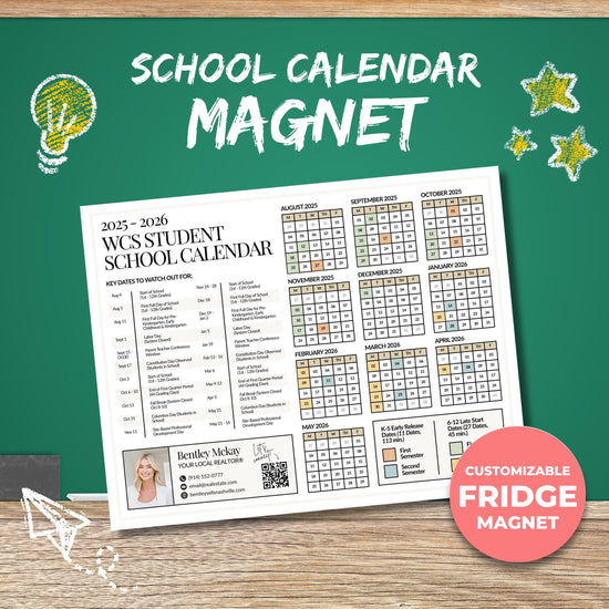 School Year Calendar 2026-2027 | School Year Schedule Mailer | Back-to-School | Real Estate Farming | Fall Real Estate Marketing | Canva