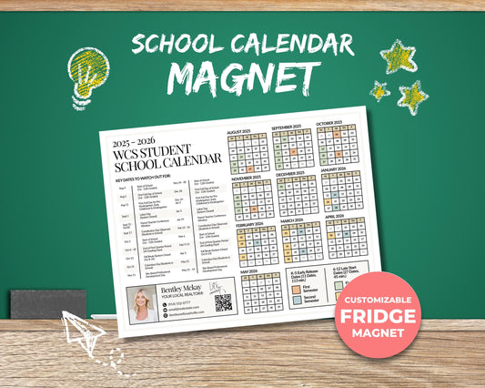School Year Calendar 2026-2027 | School Year Schedule Mailer | Back-to-School | Real Estate Farming | Fall Real Estate Marketing | Canva