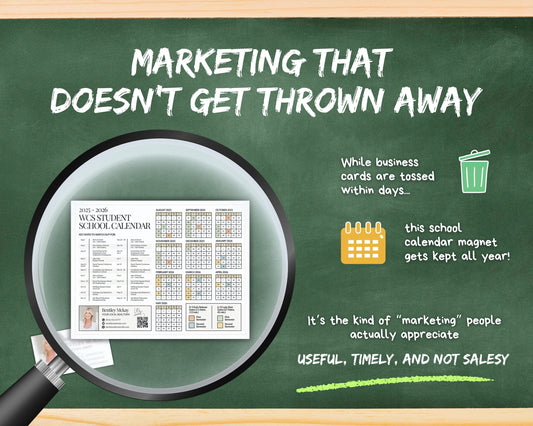 School Year Calendar 2026-2027 | School Year Schedule Mailer | Back-to-School | Real Estate Farming | Fall Real Estate Marketing | Canva