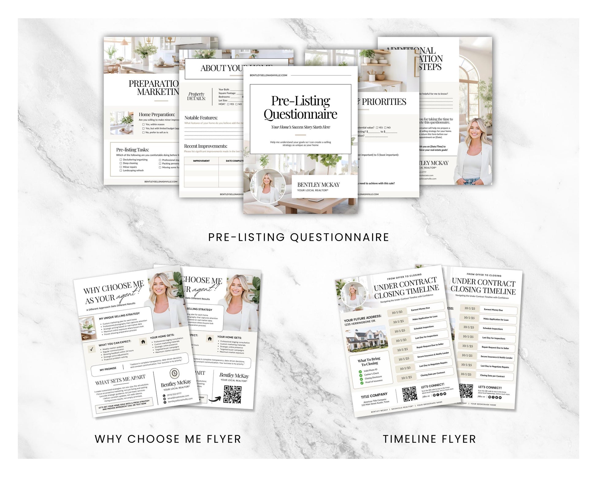 Pre-listing Kit for Real Estate Agent, Pre-listing Box Cover, Pre-listing Presentation, Questionnaire, Just Listed Flyer, Seller Commission