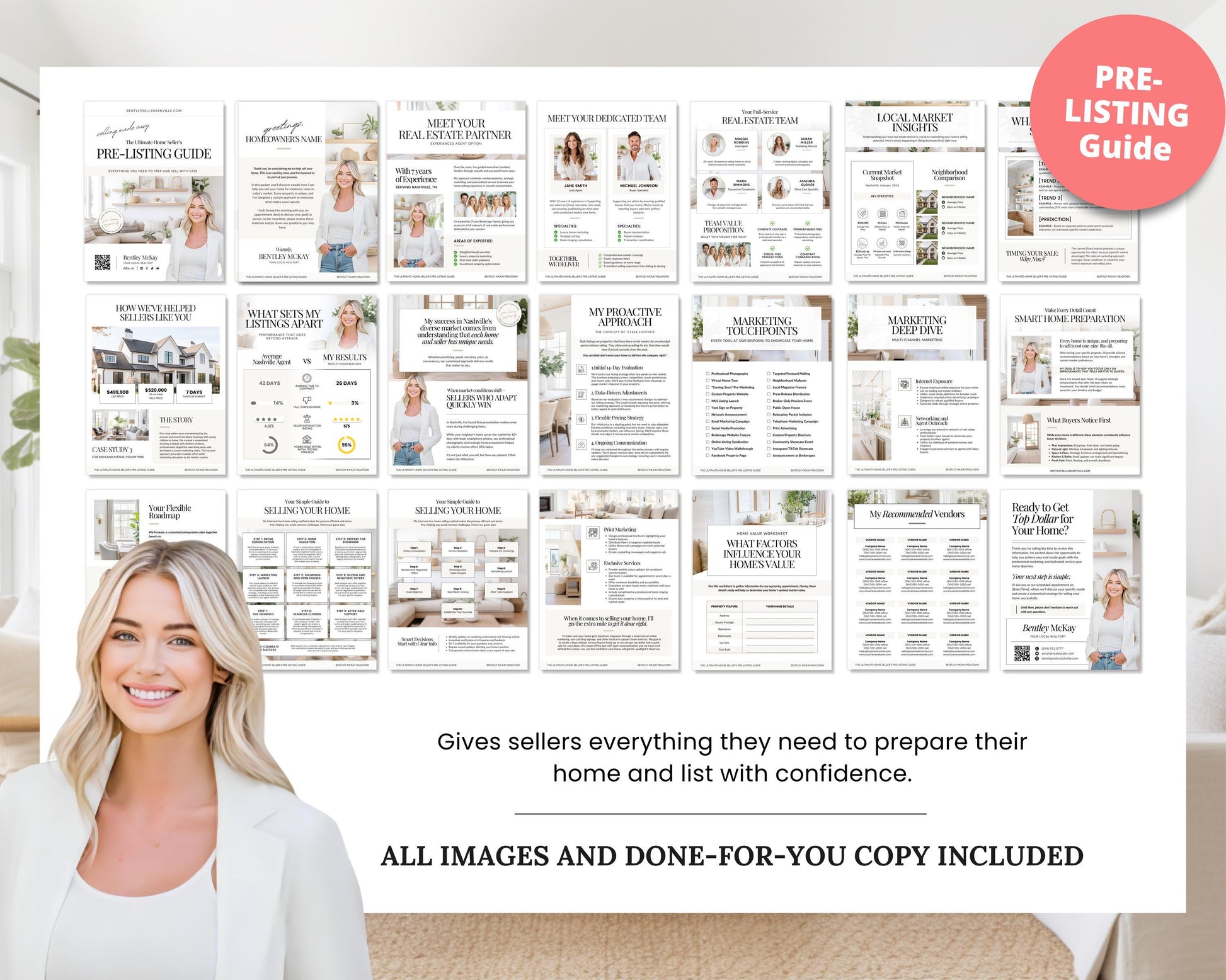 Pre-listing Kit for Real Estate Agent, Pre-listing Box Cover, Pre-listing Presentation, Questionnaire, Just Listed Flyer, Seller Commission