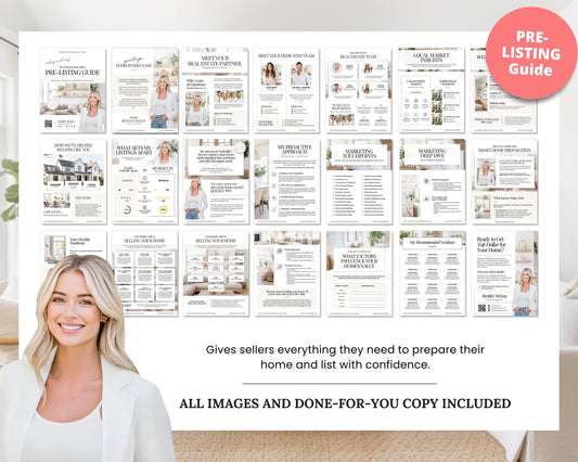 Pre-listing Kit for Real Estate Agent, Pre-listing Box Cover, Pre-listing Presentation, Questionnaire, Just Listed Flyer, Seller Commission