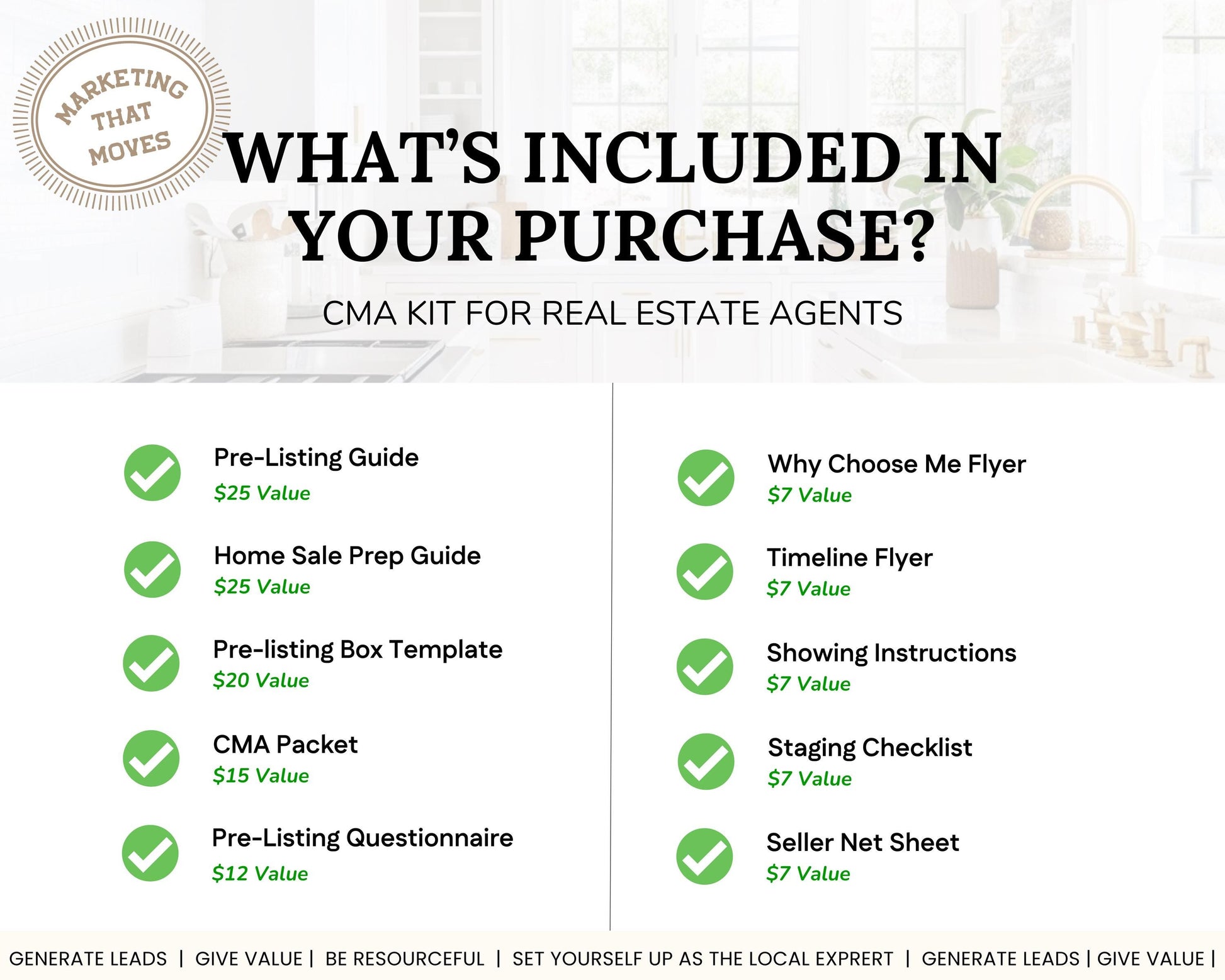 Pre-listing Kit for Real Estate Agent, Pre-listing Box Cover, Pre-listing Presentation, Questionnaire, Just Listed Flyer, Seller Commission