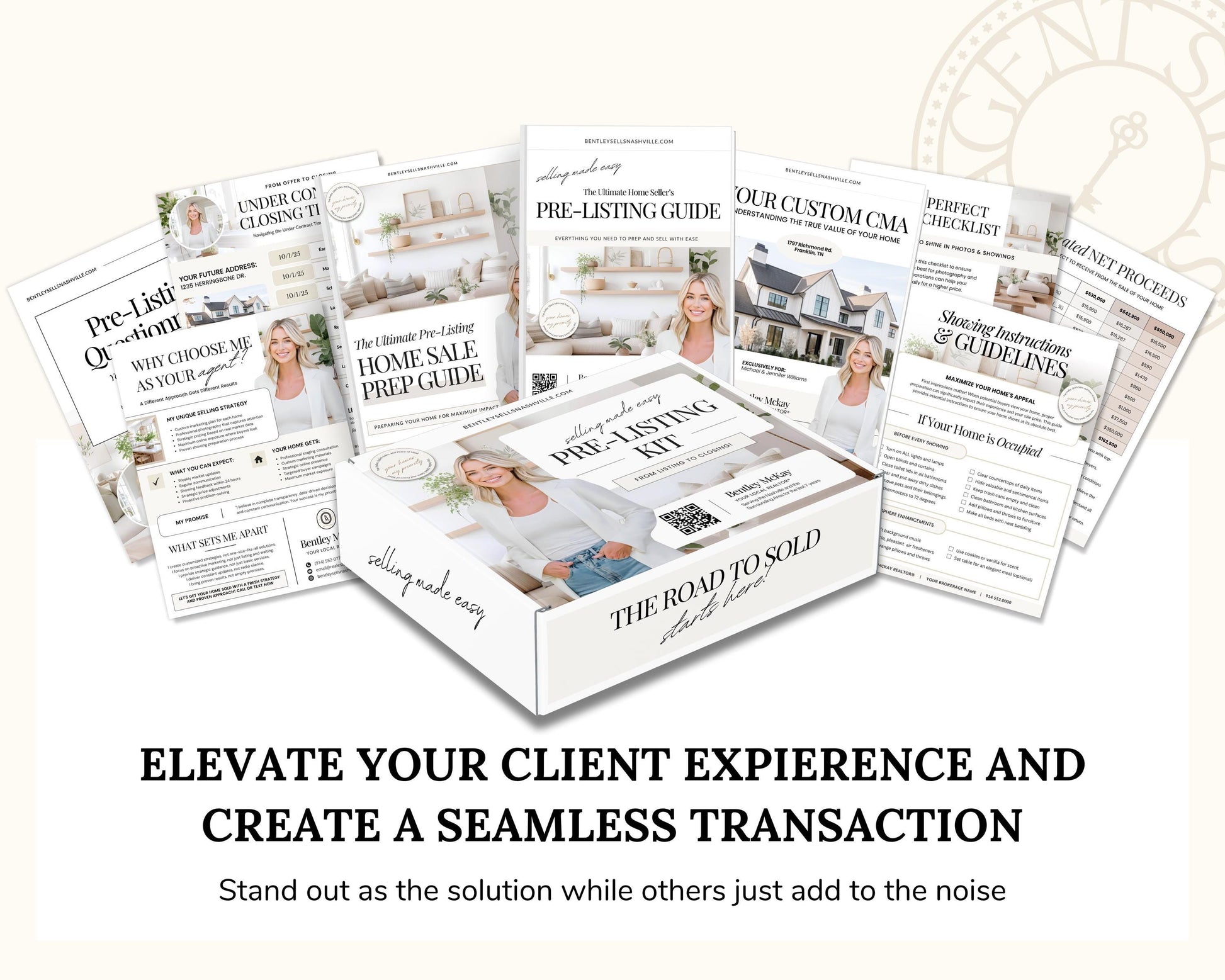 Pre-listing Kit for Real Estate Agent, Pre-listing Box Cover, Pre-listing Presentation, Questionnaire, Just Listed Flyer, Seller Commission