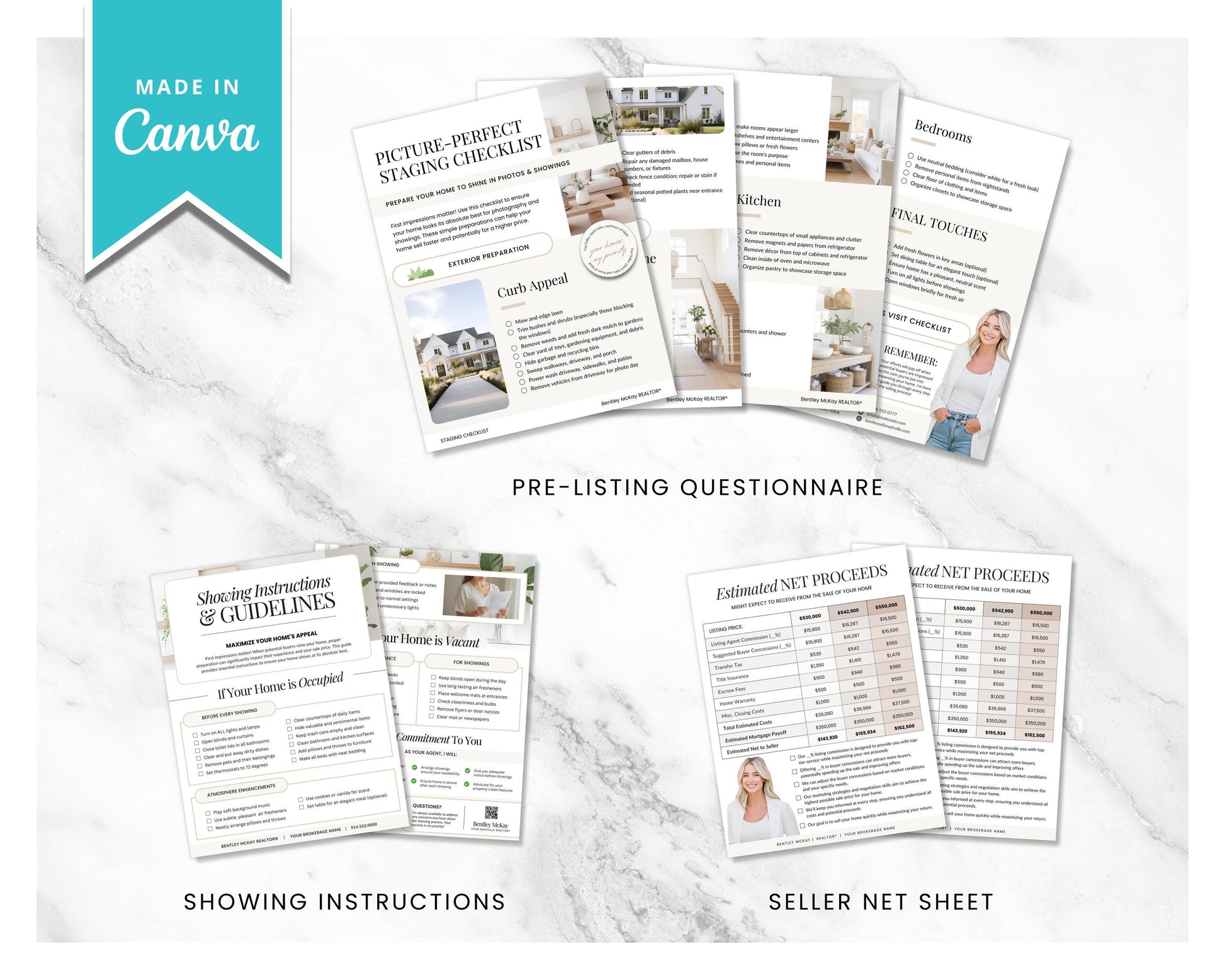 Pre-listing Kit for Real Estate Agent, Pre-listing Box Cover, Pre-listing Presentation, Questionnaire, Just Listed Flyer, Seller Commission