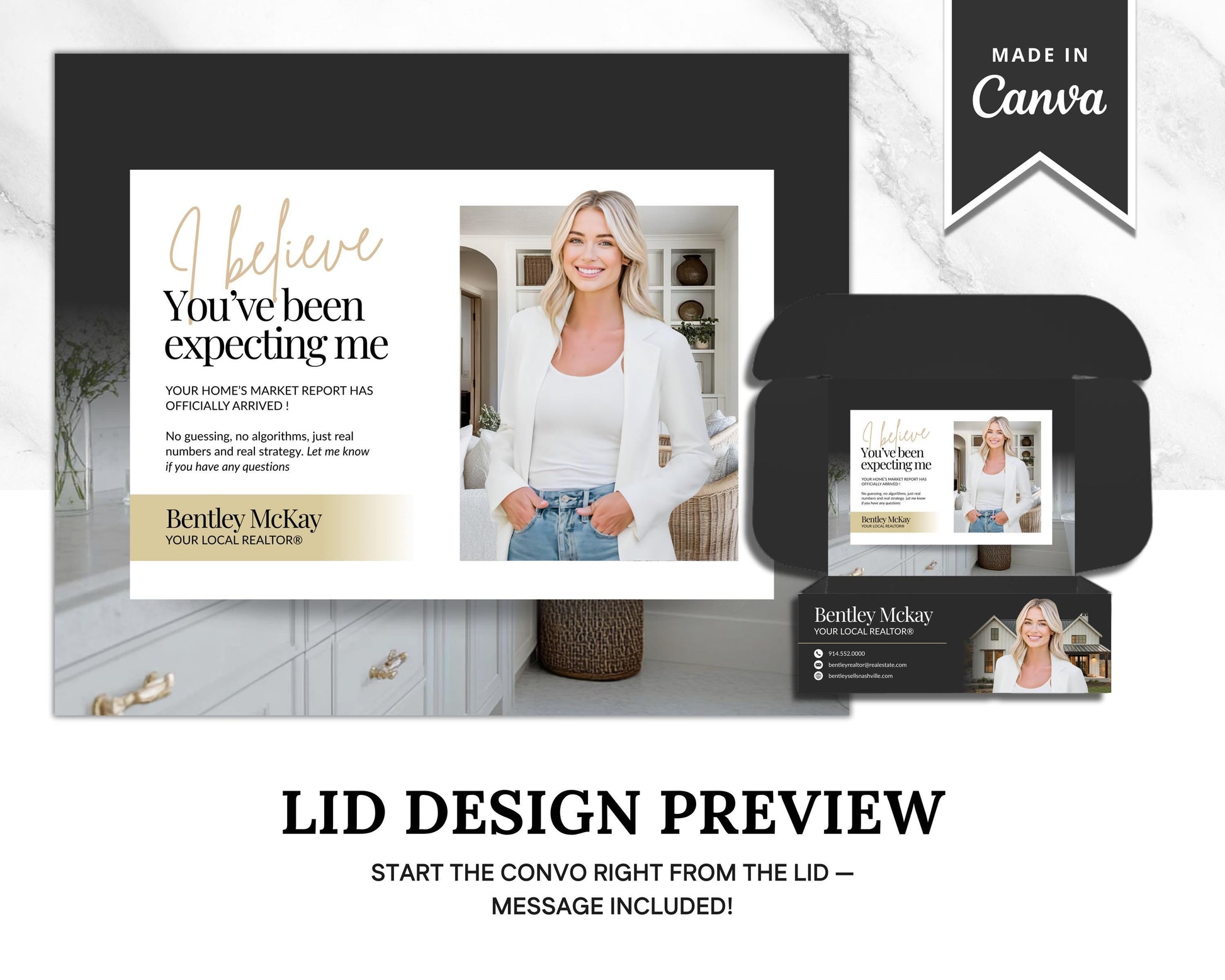 CMA Box for Real Estate Agent, Pre-listing Presentation, CMA Box Cover, Just Listed Flyer Seller, CMA Template, Home Equity Report, Canva