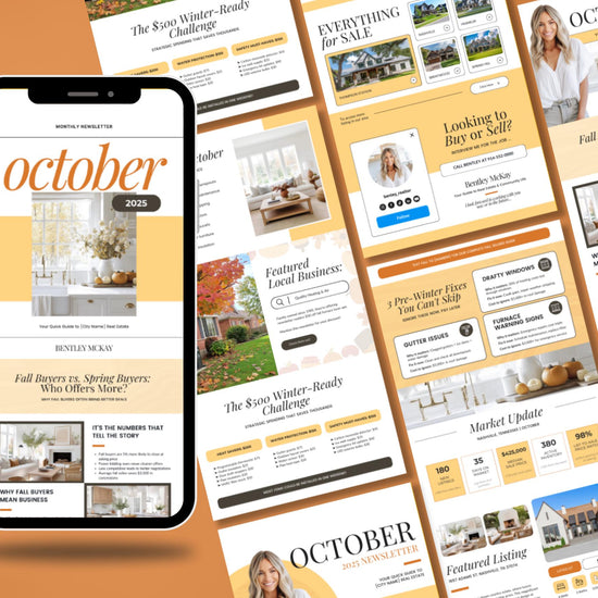 October Real Estate Newsletter | October Newsletter | Real Estate Email Marketing | Autumn Real Estate Template | Flodesk | Pumpkin Spice