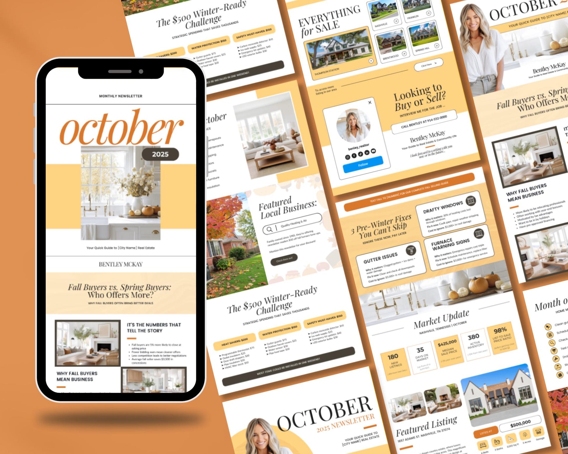 October Real Estate Newsletter | October Newsletter | Real Estate Email Marketing | Autumn Real Estate Template | Flodesk | Pumpkin Spice