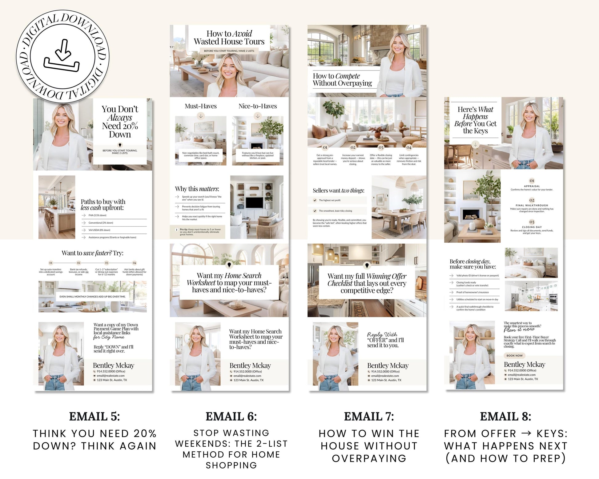 First-Time Home Buyer Drip Campaign | Home Buyer Email Template | Email Campaign |Home Buyer Nurture |Real Estate Email Automation | Flodesk