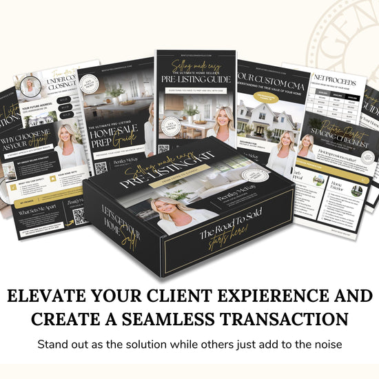 Pre-listing Kit for Real Estate Agent, Pre-listing Box Cover, Pre-listing Presentation, Questionnaire, Just Listed Flyer, Seller Commission