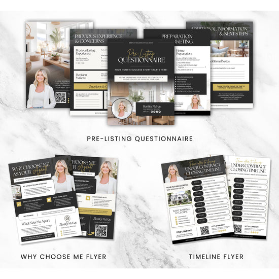Pre-listing Kit for Real Estate Agent, Pre-listing Box Cover, Pre-listing Presentation, Questionnaire, Just Listed Flyer, Seller Commission