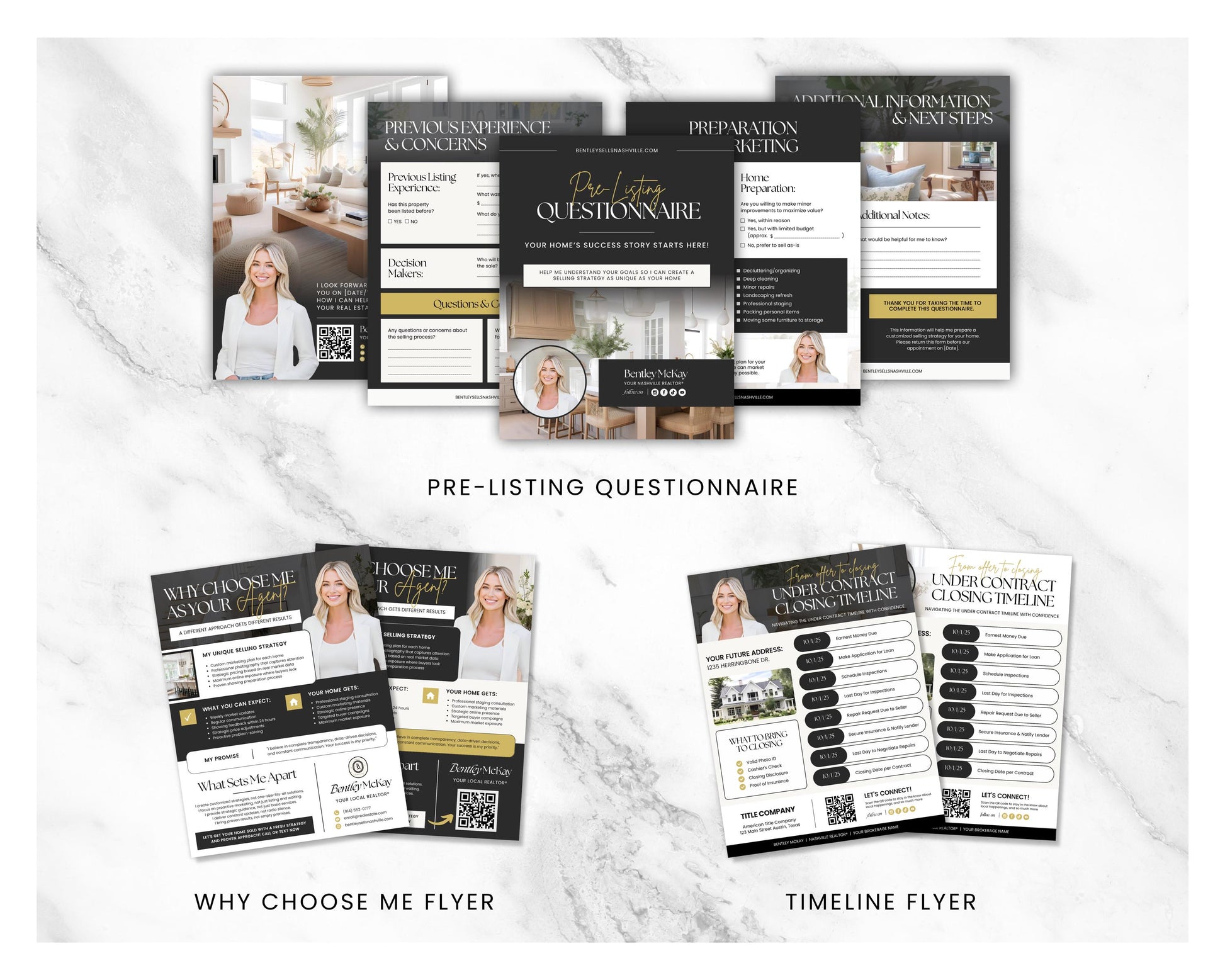 Pre-listing Kit for Real Estate Agent, Pre-listing Box Cover, Pre-listing Presentation, Questionnaire, Just Listed Flyer, Seller Commission