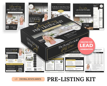 Pre-listing Kit for Real Estate Agent, Pre-listing Box Cover, Pre-listing Presentation, Questionnaire, Just Listed Flyer, Seller Commission