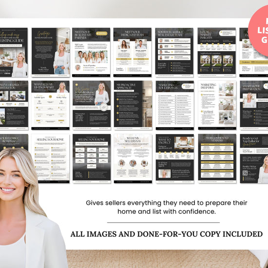 Pre-listing Kit for Real Estate Agent, Pre-listing Box Cover, Pre-listing Presentation, Questionnaire, Just Listed Flyer, Seller Commission