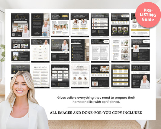 Pre-listing Kit for Real Estate Agent, Pre-listing Box Cover, Pre-listing Presentation, Questionnaire, Just Listed Flyer, Seller Commission