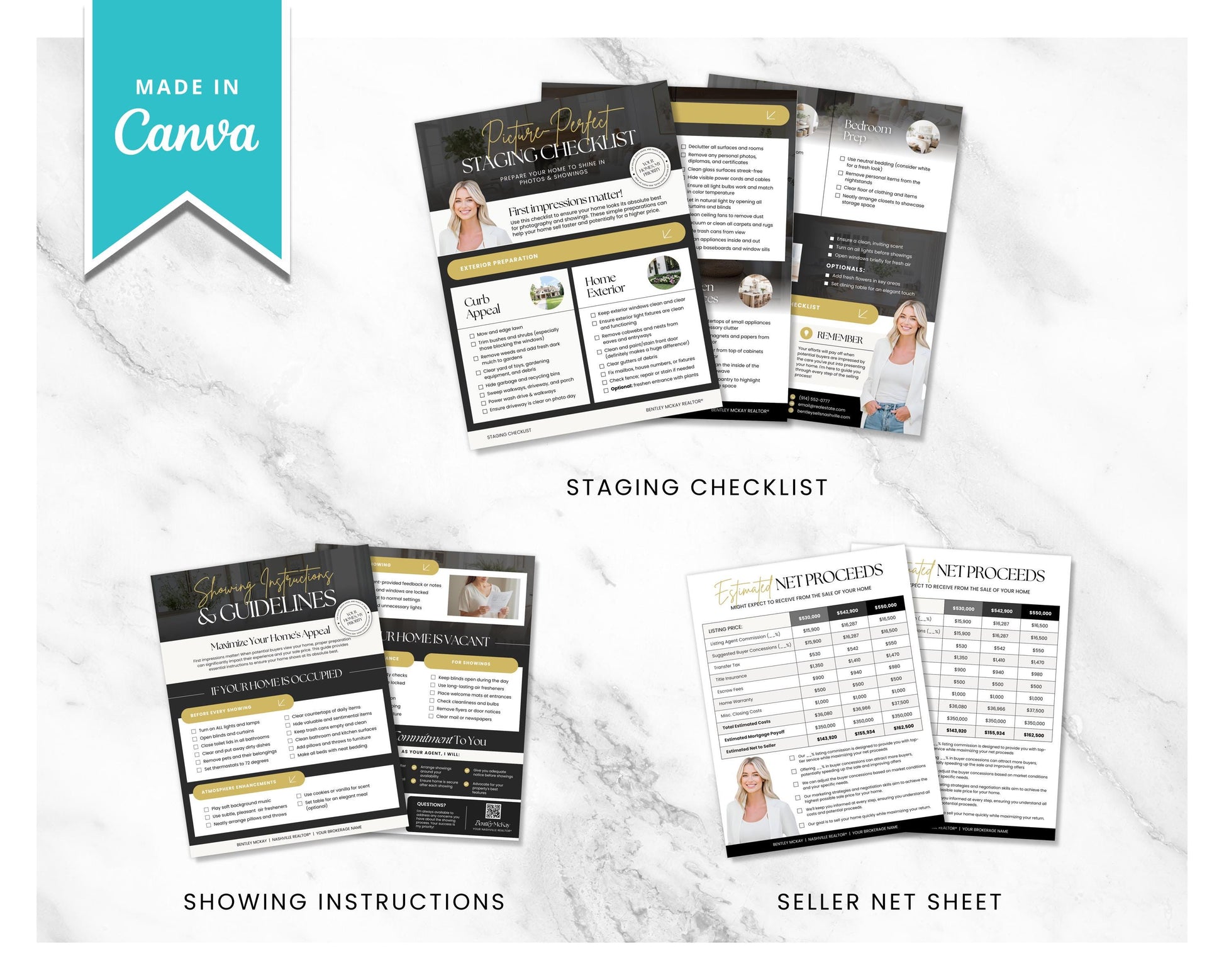 Pre-listing Kit for Real Estate Agent, Pre-listing Box Cover, Pre-listing Presentation, Questionnaire, Just Listed Flyer, Seller Commission
