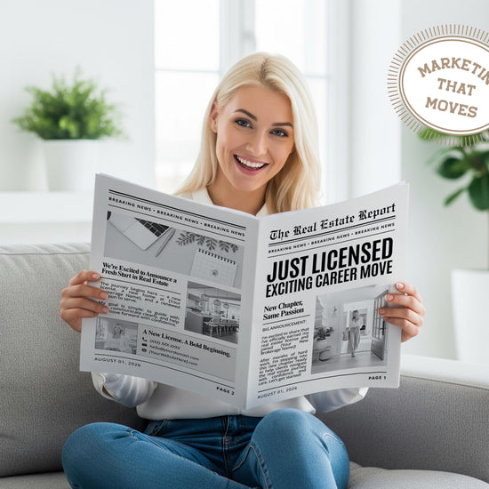 Real Estate Newspaper Prop Template, Large Newspaper Announcement, Custom Newspaper For Branding Photoshoot, Instant Download, Canva