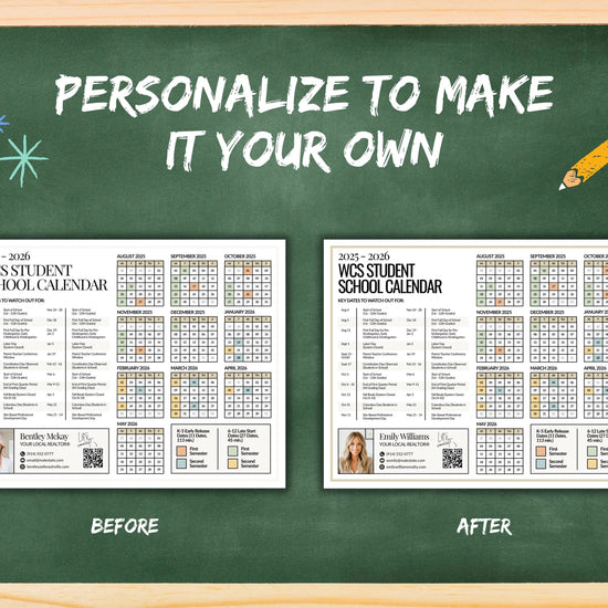 School Year Calendar 2026-2027 | School Year Schedule Mailer | Back-to-School | Real Estate Farming | Fall Real Estate Marketing | Canva