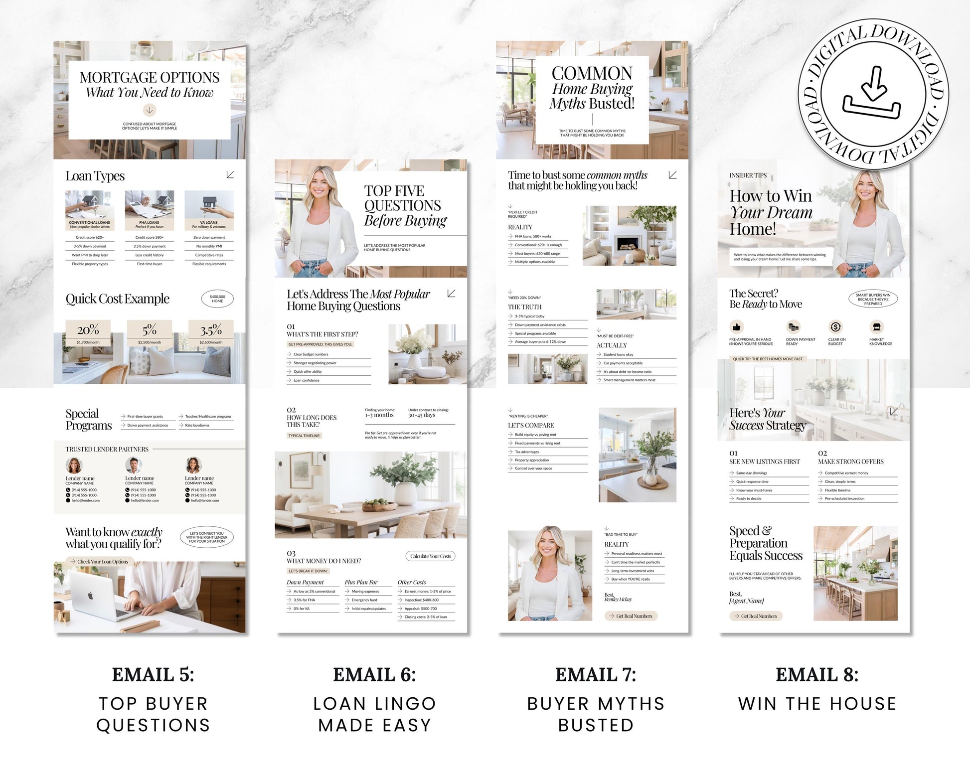 Buyer Leads Drip Campaign | Buyer Lead Email Templates | Realtor Marketing | Home Buyer Nurture | Real Estate Email Automation | Flodesk
