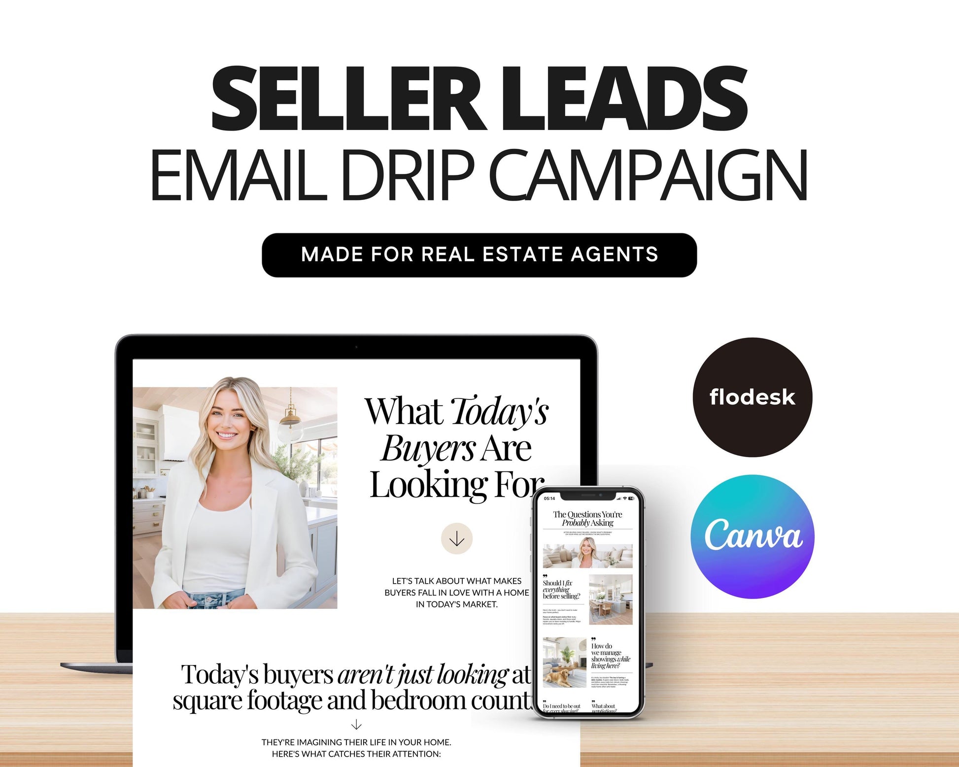 Seller Leads Drip Campaign | Seller Lead Email Templates | Realtor Marketing | Home Seller Nurture | Real Estate Email Automation | Flodesk