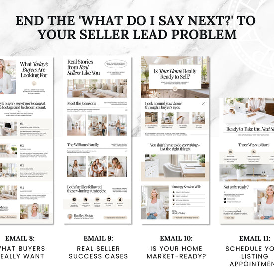 Seller Leads Drip Campaign | Seller Lead Email Templates | Realtor Marketing | Home Seller Nurture | Real Estate Email Automation | Flodesk