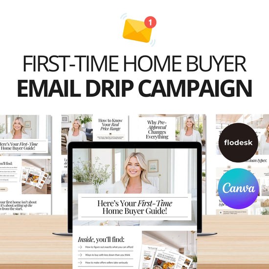 First-Time Home Buyer Drip Campaign | Home Buyer Email Template | Email Campaign |Home Buyer Nurture |Real Estate Email Automation | Flodesk