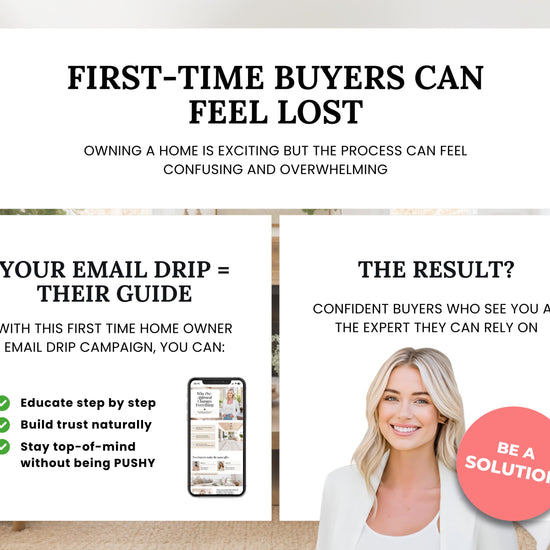 First-Time Home Buyer Drip Campaign | Home Buyer Email Template | Email Campaign |Home Buyer Nurture |Real Estate Email Automation | Flodesk