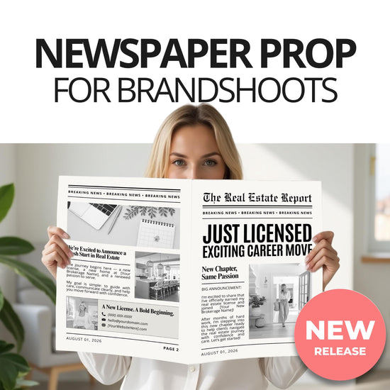 Real Estate Newspaper Prop Template, Large Newspaper Announcement, Custom Newspaper For Branding Photoshoot, Instant Download, Canva