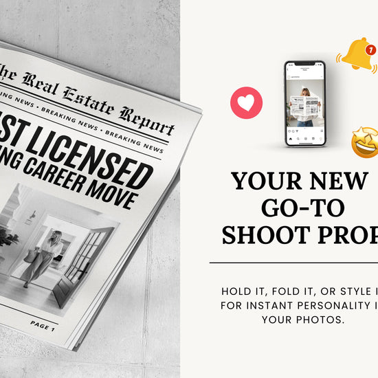 Real Estate Newspaper Prop Template, Large Newspaper Announcement, Custom Newspaper For Branding Photoshoot, Instant Download, Canva