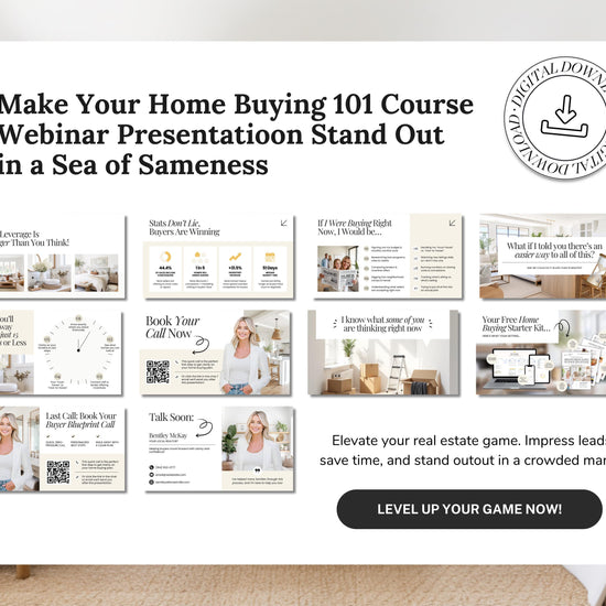 Home Buyer 101 Presentation | Home Buyer Seminar | Home Buyer Webinar | Real Estate Marketing | Lead Generation | Buyer Consultation | Canva