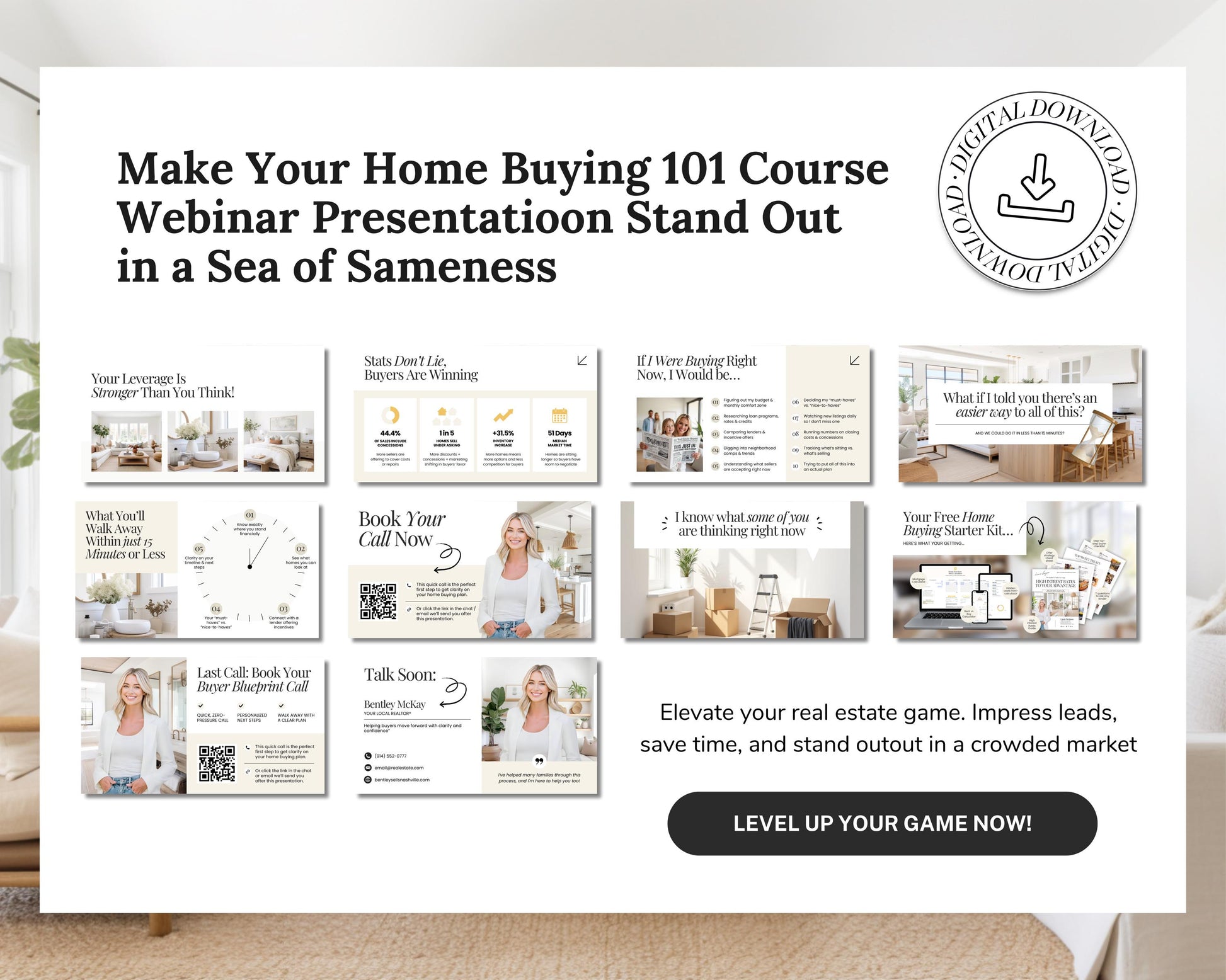 Home Buyer 101 Presentation | Home Buyer Seminar | Home Buyer Webinar | Real Estate Marketing | Lead Generation | Buyer Consultation | Canva