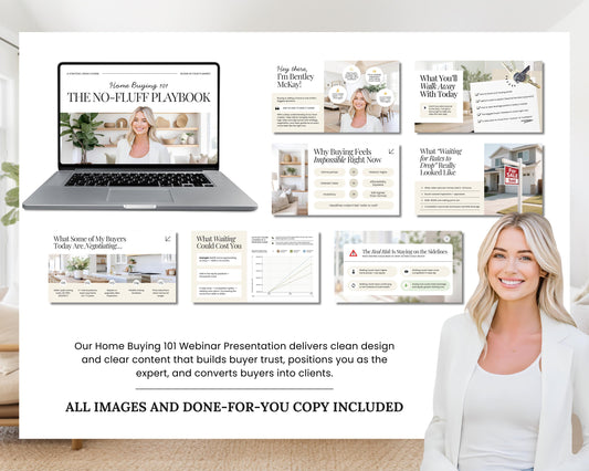 Home Buyer 101 Presentation | Home Buyer Seminar | Home Buyer Webinar | Real Estate Marketing | Lead Generation | Buyer Consultation | Canva