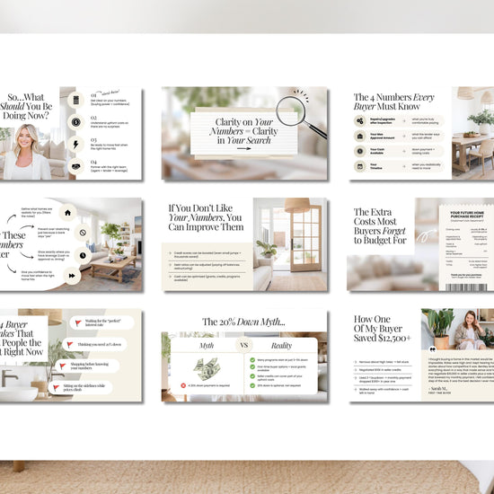 Home Buyer 101 Presentation | Home Buyer Seminar | Home Buyer Webinar | Real Estate Marketing | Lead Generation | Buyer Consultation | Canva