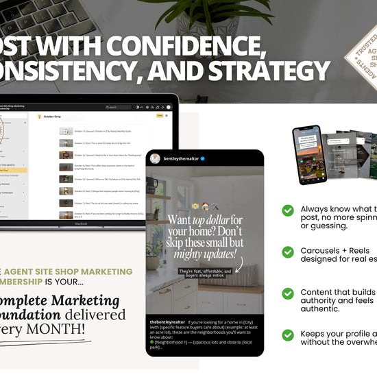 Monthly Marketing Membership | Real Estate Social Media Content | Monthly Content | Marketing Library | Real Estate Marketing | Daily Posts