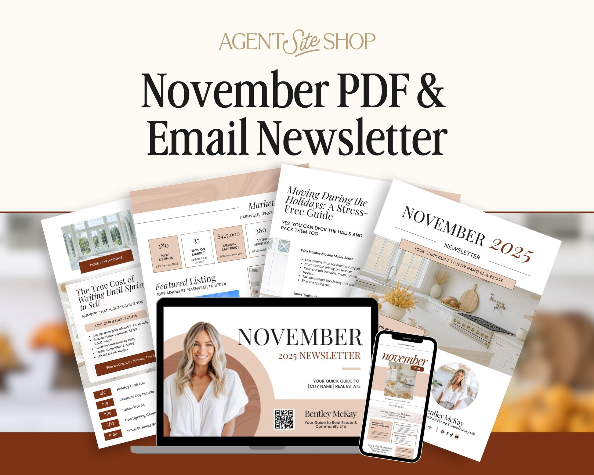 November Real Estate Newsletter | November Newsletter | Real Estate Email Marketing | Fall Real Estate Template | Flodesk | Thanksgiving