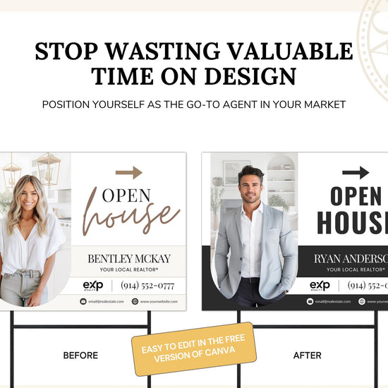 Real Estate Yard Sign Template | For Sale Sign | Property Sign | Open House Directional | Real Estate Sold Sign | Canva For Sale| Sign Rider