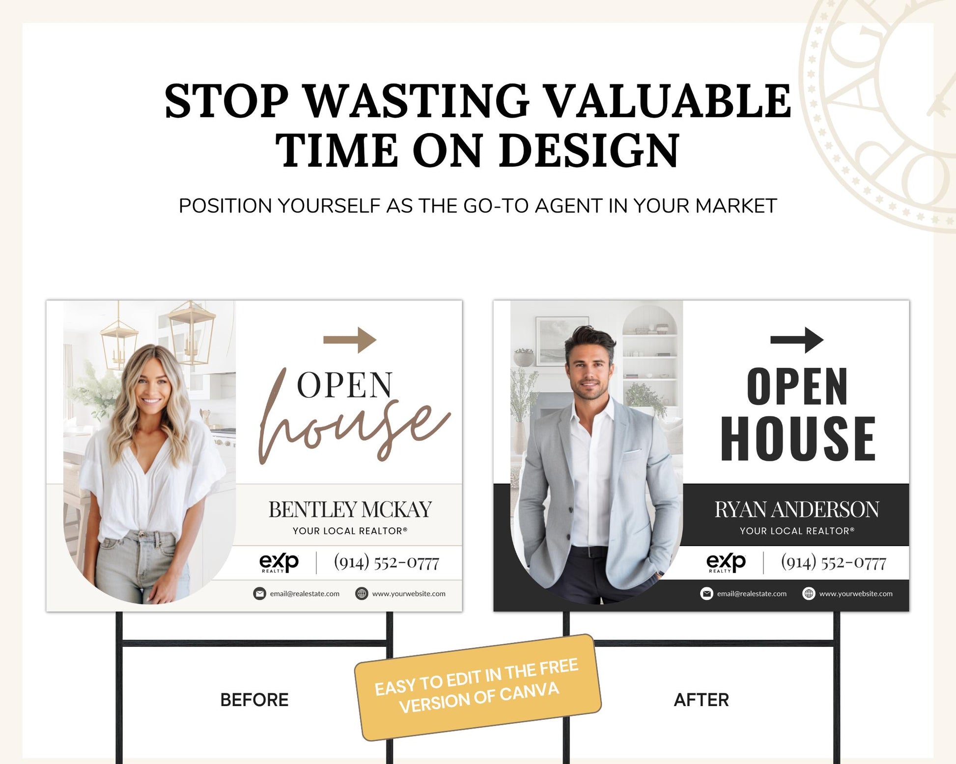Real Estate Yard Sign Template | For Sale Sign | Property Sign | Open House Directional | Real Estate Sold Sign | Canva For Sale| Sign Rider