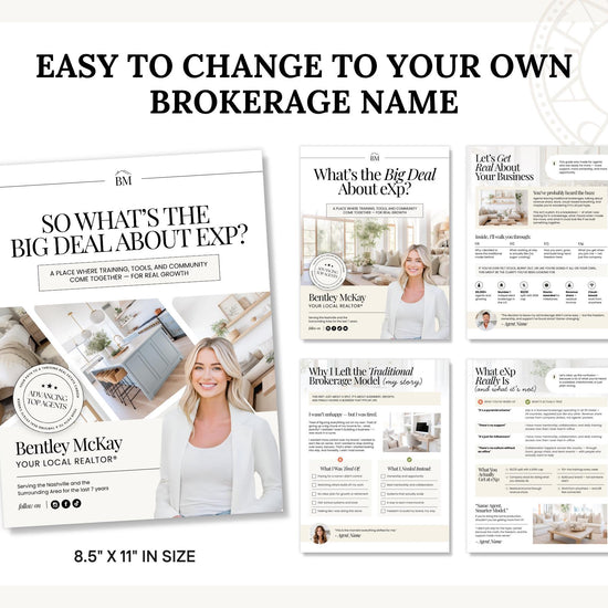 Agent Recruiting Guide | Brokerage Recruiting Marketing | EXP Downline | Real Estate Marketing | Canva Template | Real Estate Team Marketing