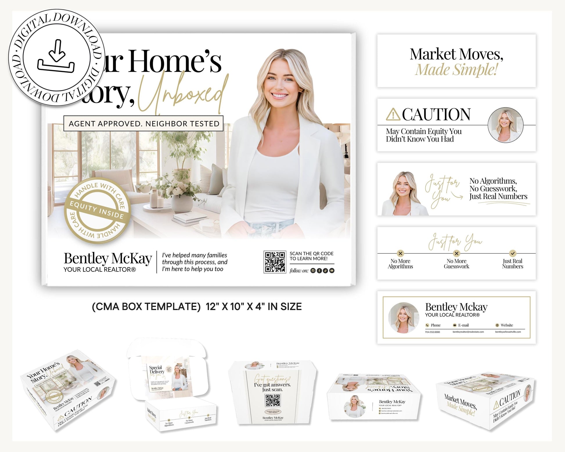 CMA Kit for Real Estate Agents | Real Estate CMA | Listing Presentation| Box Cover | Real Estate Box Template | Custom CMA Box | Home Equity