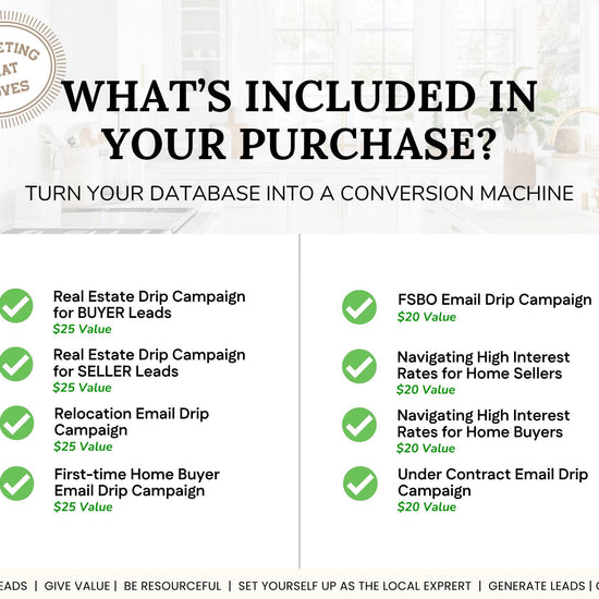 Email Drip Campaign Nurture System | Buyer Seller Lead Email Templates | Under Contract | Real Estate Email Automation | Real Estate Flodesk