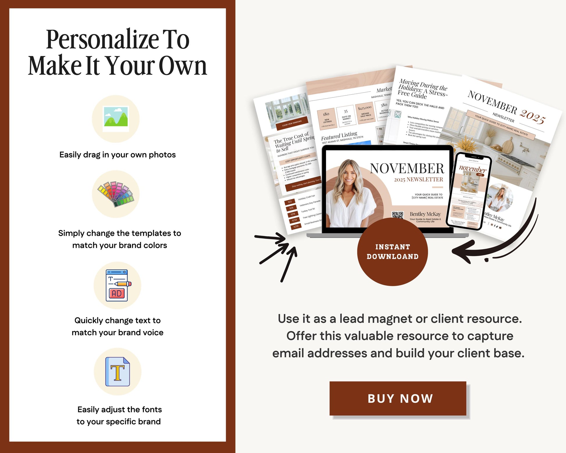 November Real Estate Newsletter | November Newsletter | Real Estate Email Marketing | Fall Real Estate Template | Flodesk | Thanksgiving