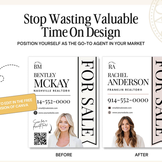 Real Estate Yard Sign Template | For Sale Sign | Property Sign | Modern For Sale Sign | Real Estate Sold Sign | Canva For Sale | Sign Rider
