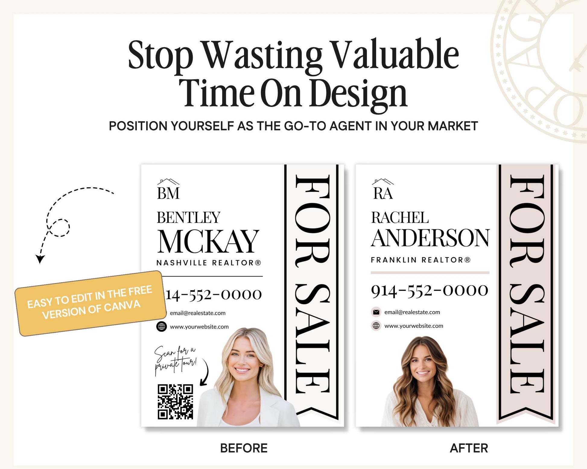 Real Estate Yard Sign Template | For Sale Sign | Property Sign | Modern For Sale Sign | Real Estate Sold Sign | Canva For Sale | Sign Rider