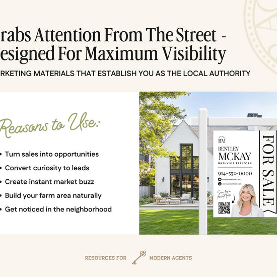 Real Estate Yard Sign Template | For Sale Sign | Property Sign | Modern For Sale Sign | Real Estate Sold Sign | Canva For Sale | Sign Rider