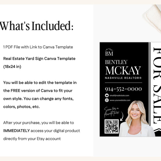 Real Estate Yard Sign Template | For Sale Sign | Property Sign | Modern For Sale Sign | Real Estate Sold Sign | Canva For Sale | Sign Rider